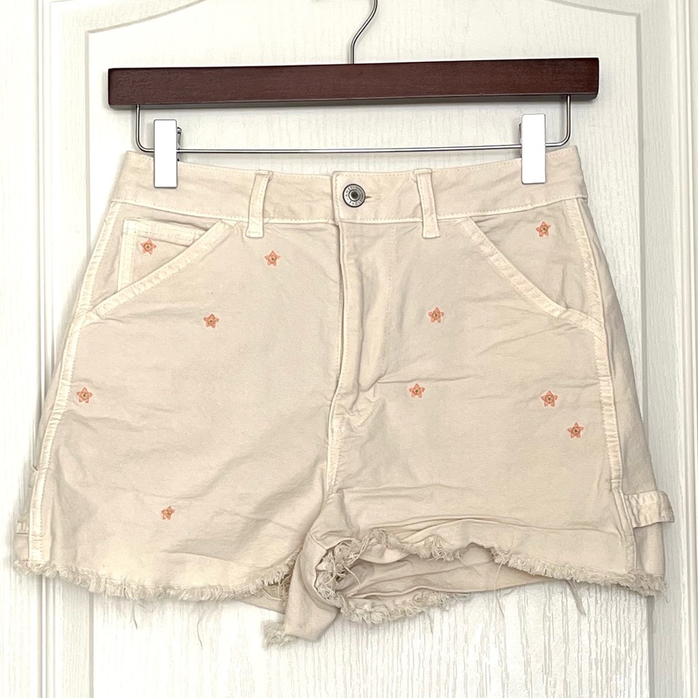 American Eagle Outfitters Cream Jean Shorts Sz 26 Y2K 90s Revival Cargo Festival